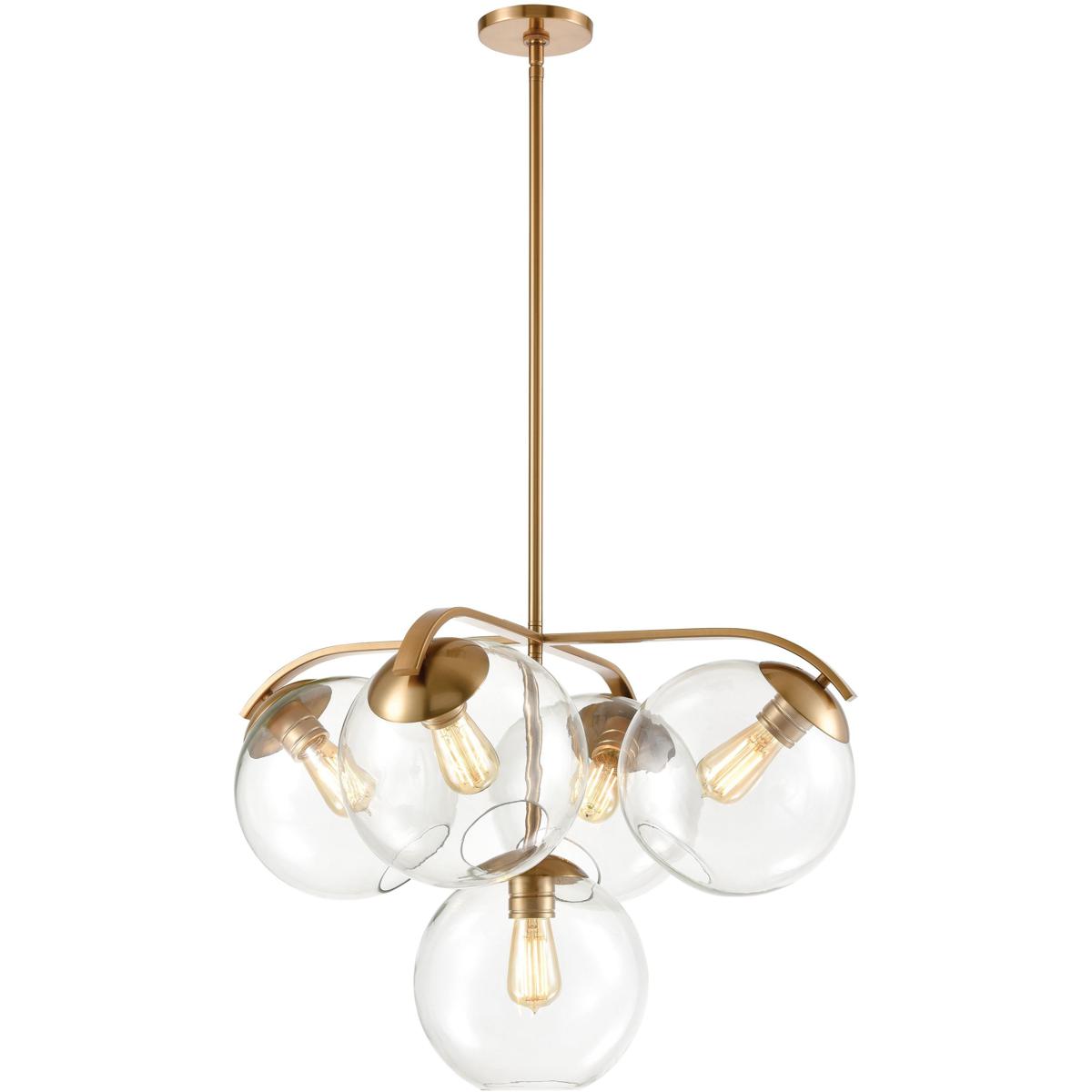 Atlas Lighting & Home CL11128-BS Collective 5 Light 28 inch Satin Brass Chandelier Ceiling Light
