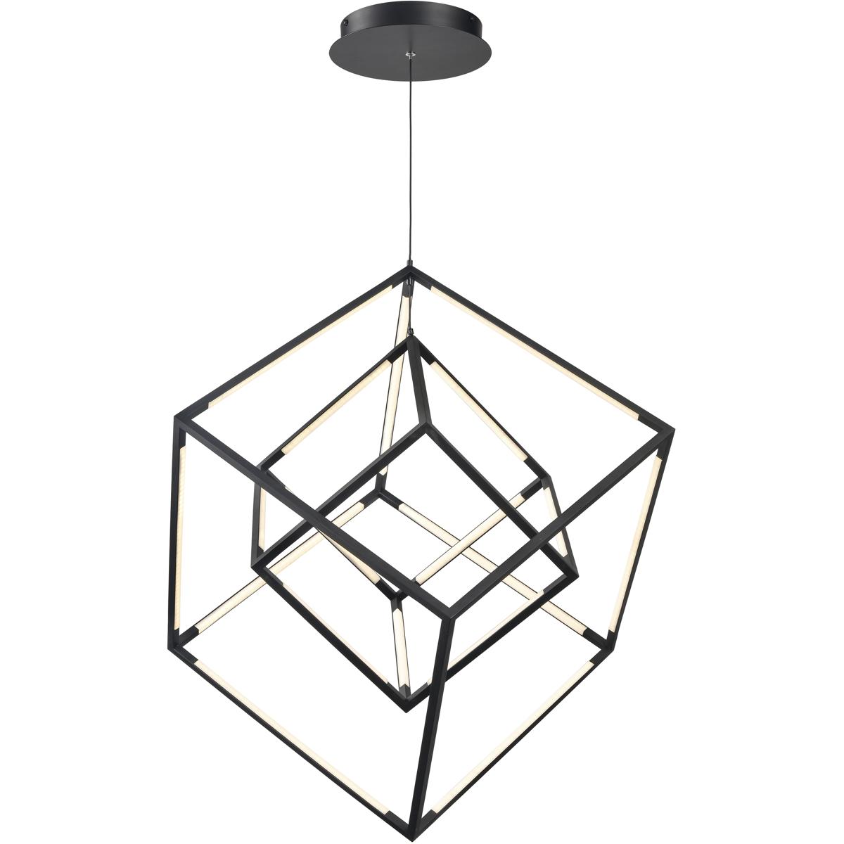 CL11143-BK 30.5 x 17.75 x 17.75 in. Cube Squared Wide Integrated LED Chandelier with LED Bulb - Matte Black
