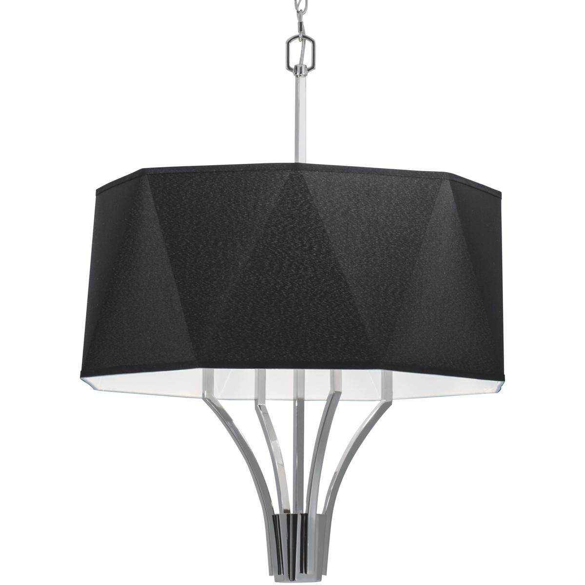 Atlas Lighting & Home CL11151-NK1 Diamond 4 Light 21 inch Polished Nickel Chandelier Ceiling Light in Black Fabric