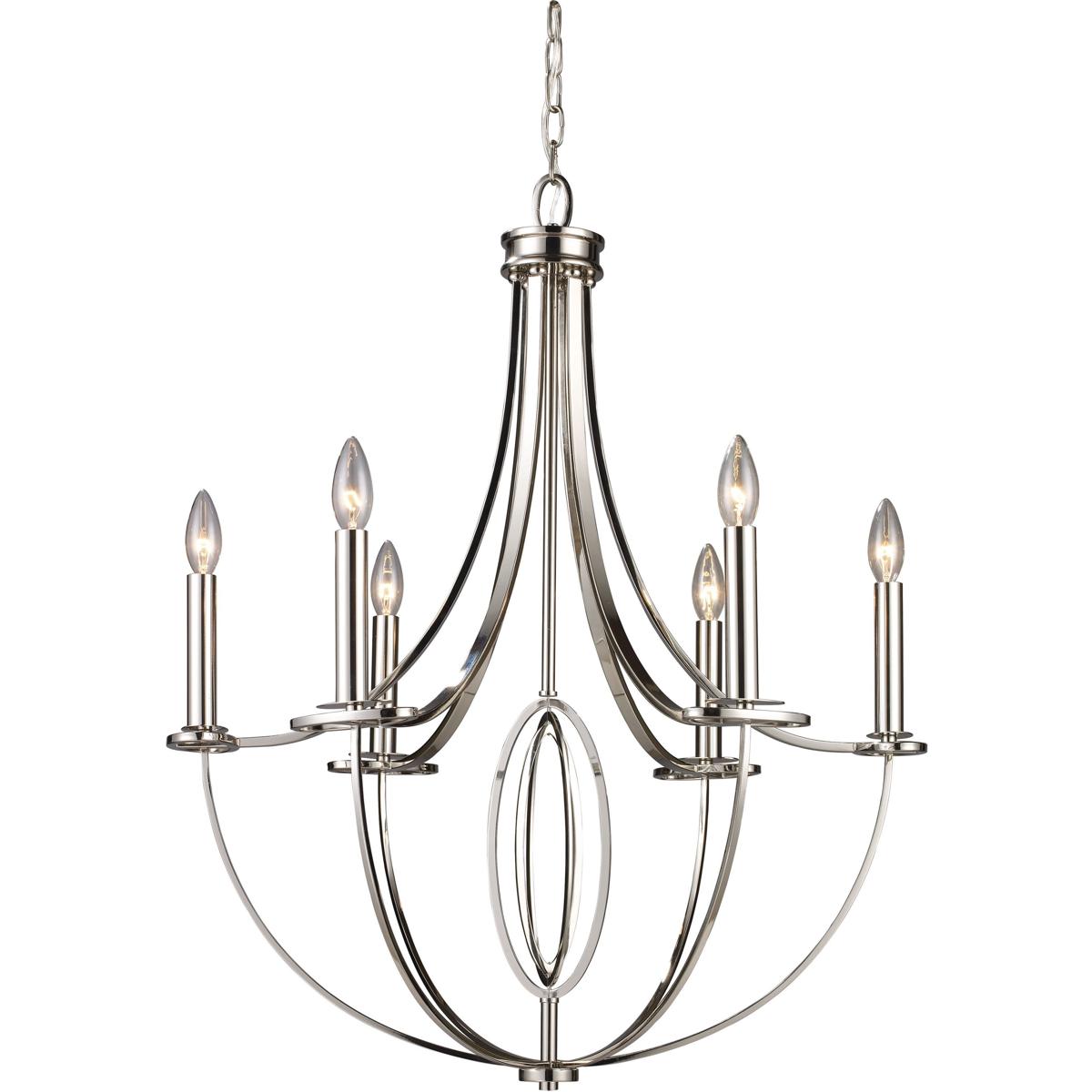 Atlas Lighting & Home CL11154-NK Dione 6 Light 25 inch Polished Nickel Chandelier Ceiling Light
