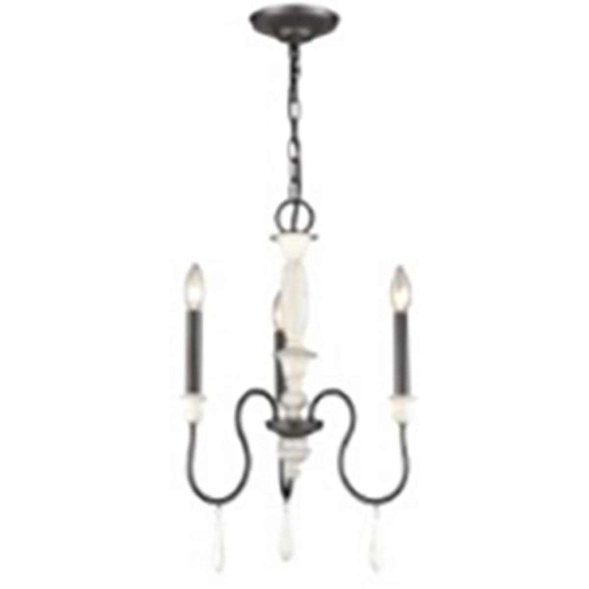 Atlas Lighting & Home CL11179-BK French Farmhouse 3 Light 17 inch White and Black Chandelier Ceiling Light
