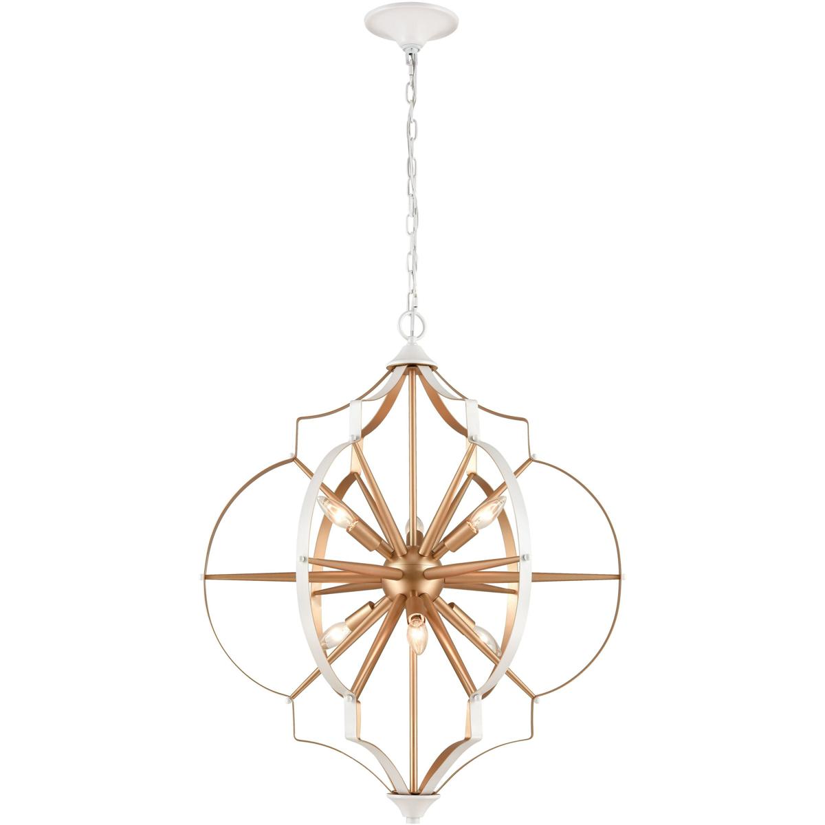 Atlas Lighting & Home CL11214-GD Laguna Beach 6 Light 26 inch Gold with White Chandelier Ceiling Light