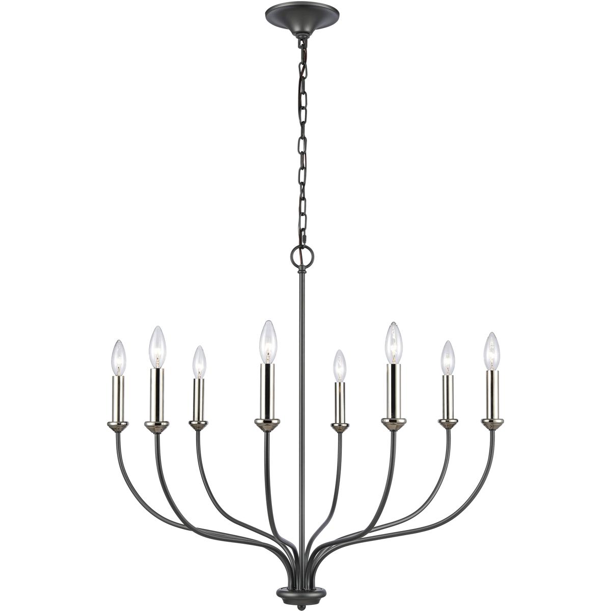Atlas Lighting & Home CL11231-BK Madeline 8 Light 32.5 inch Black with Polished Nickel Chandelier Ceiling Light