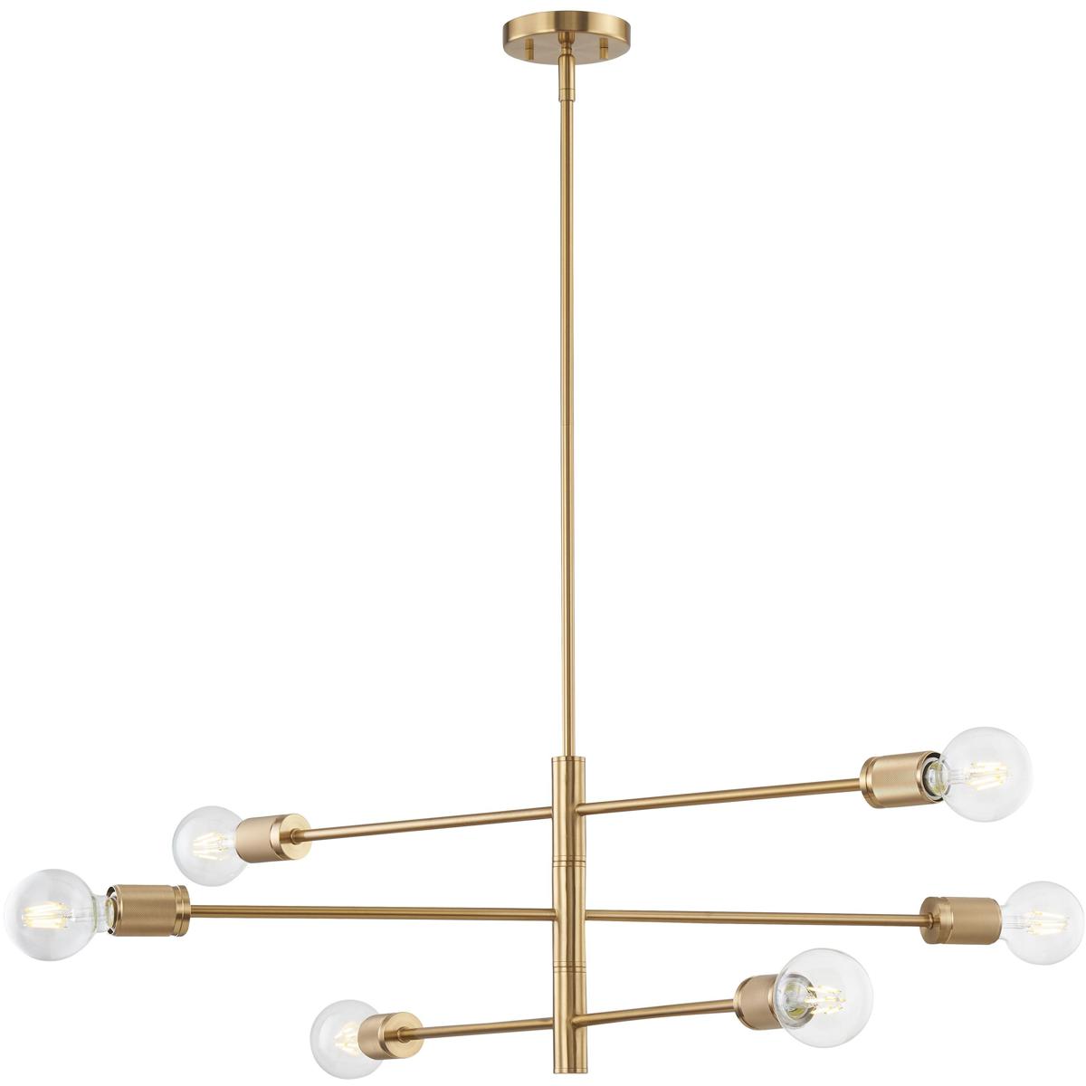 Atlas Lighting & Home CL11255-BS Module 6 Light 34 inch Burnished Brass Chandelier Ceiling Light