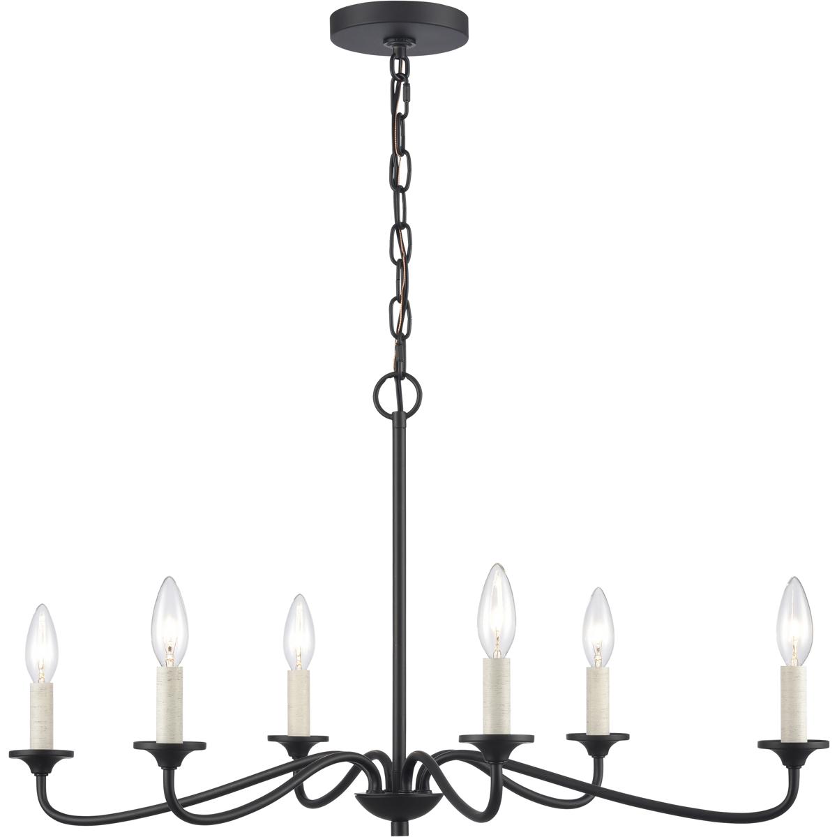 Atlas Lighting & Home CL11282-BK Oval 6 Light 30 inch Matte Black Chandelier Ceiling Light