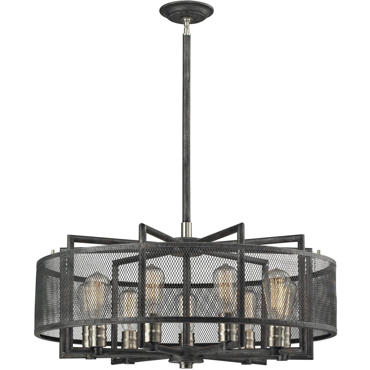 Atlas Lighting & Home CL11333-BK Slatington 9 Light 28 inch Dark Graphite with Brushed Nickel Chandelier Ceiling Light