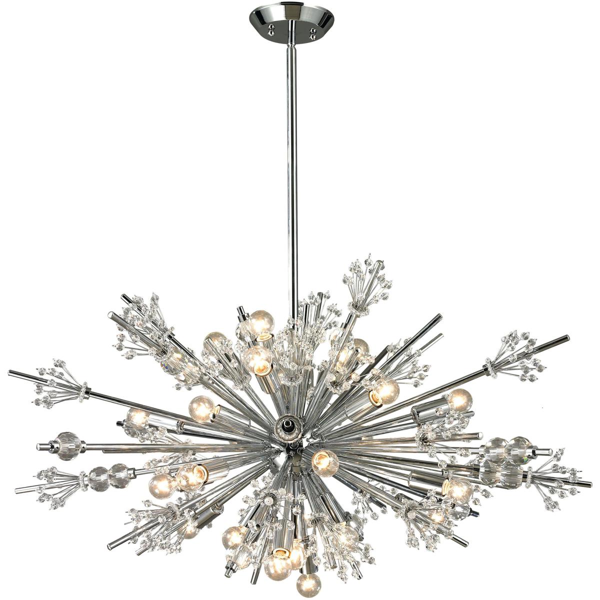 Atlas Lighting & Home CL11348-CH Starburst 24 Light 36 inch Polished Chrome with Clear Chandelier Ceiling Light