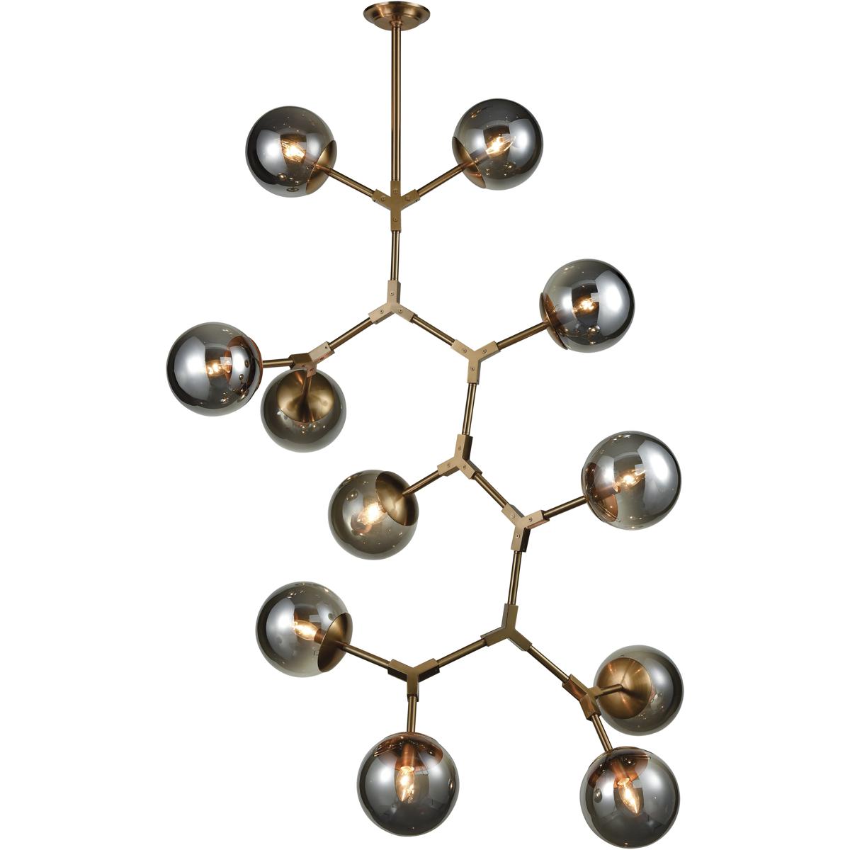 Atlas Lighting & Home CL11356-BS Synapse 11 Light 35 inch Aged Brass Chandelier Ceiling Light