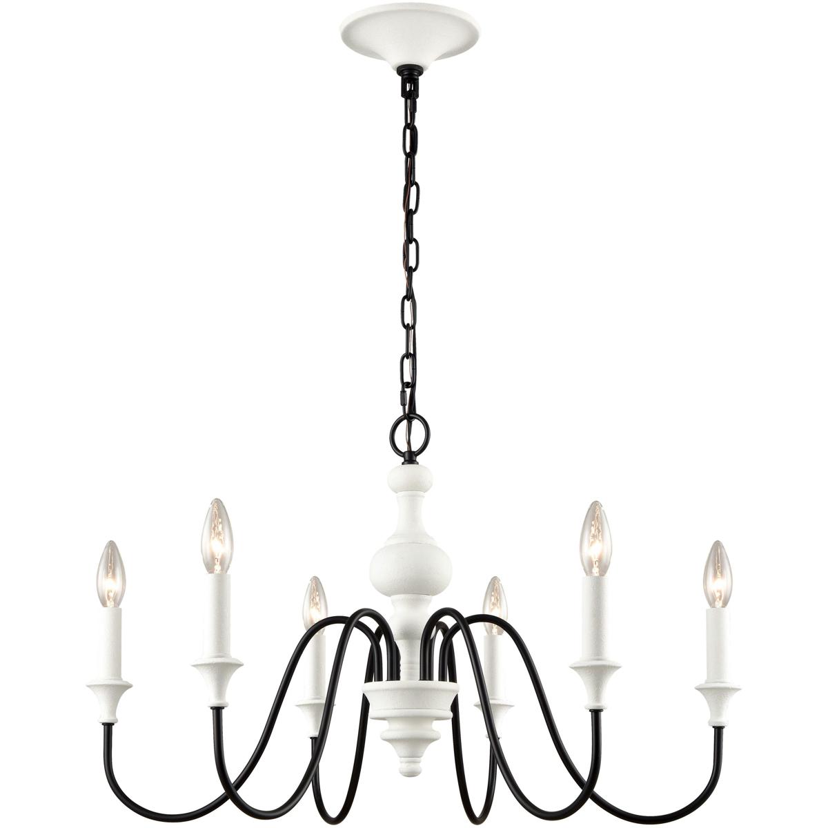 Atlas Lighting & Home CL11381-WH Val de Loire 6 Light 28 inch Textured White with Black Chandelier Ceiling Light