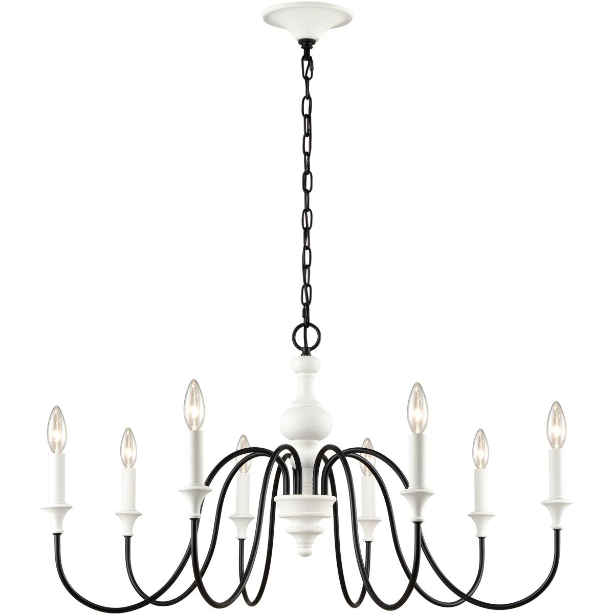 Atlas Lighting & Home CL11383-WH Val de Loire 8 Light 36 inch Textured White with Black Chandelier Ceiling Light