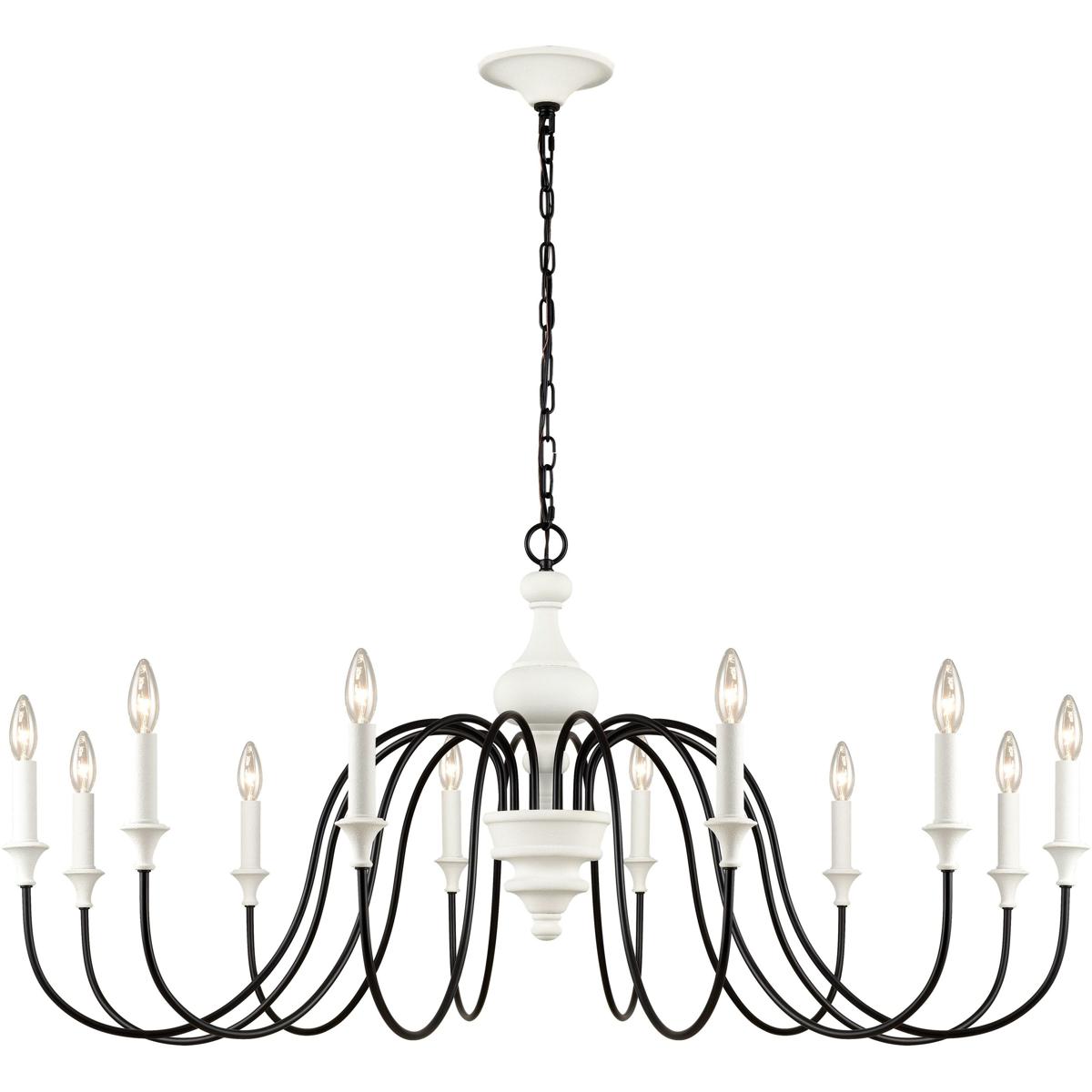 Atlas Lighting & Home CL11384-WH Val de Loire 12 Light 48 inch Textured White with Black Chandelier Ceiling Light