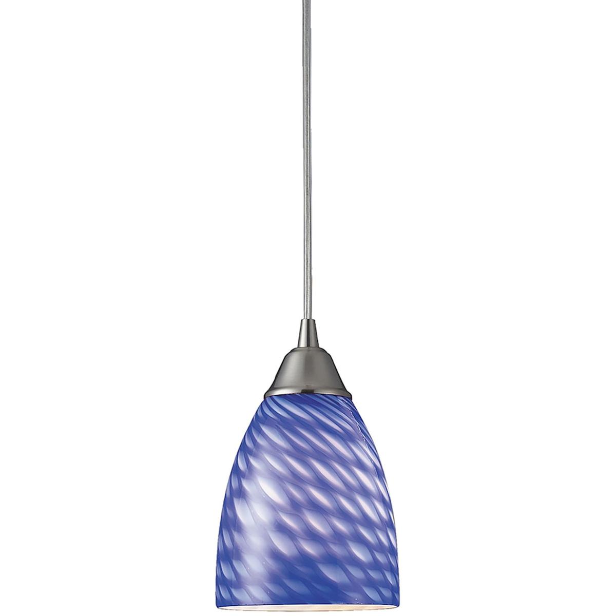 Atlas Lighting & Home CL11528-BL Arco Baleno 1 Light 5 inch Satin Nickel Mini Pendant Ceiling Light in Sapphire Glass