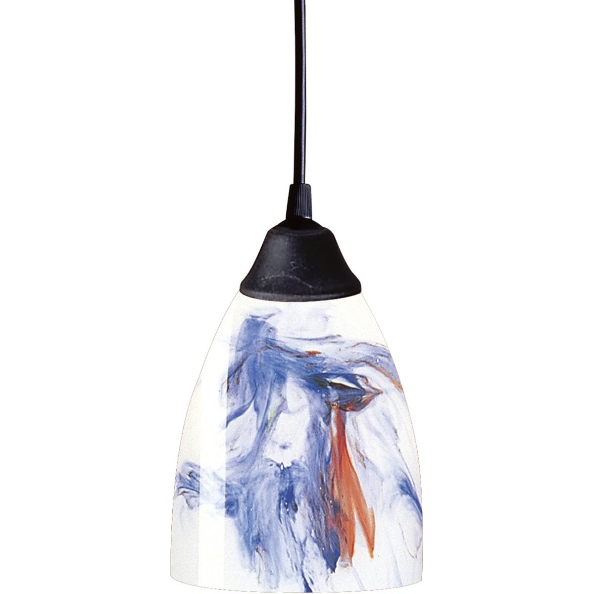 Atlas Lighting & Home CL11565-WH3 Classico 1 Light 5 inch Dark Rust Mini Pendant Ceiling Light in White And Blue Art Glass