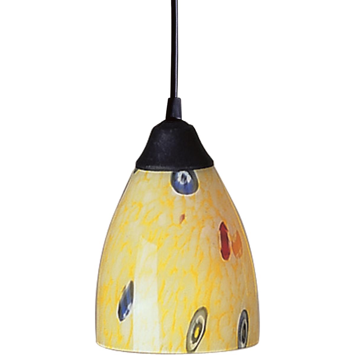 Atlas Lighting & Home CL11565-YW Classico 1 Light 5 inch Dark Rust Mini Pendant Ceiling Light in Yellow Blaze Glass