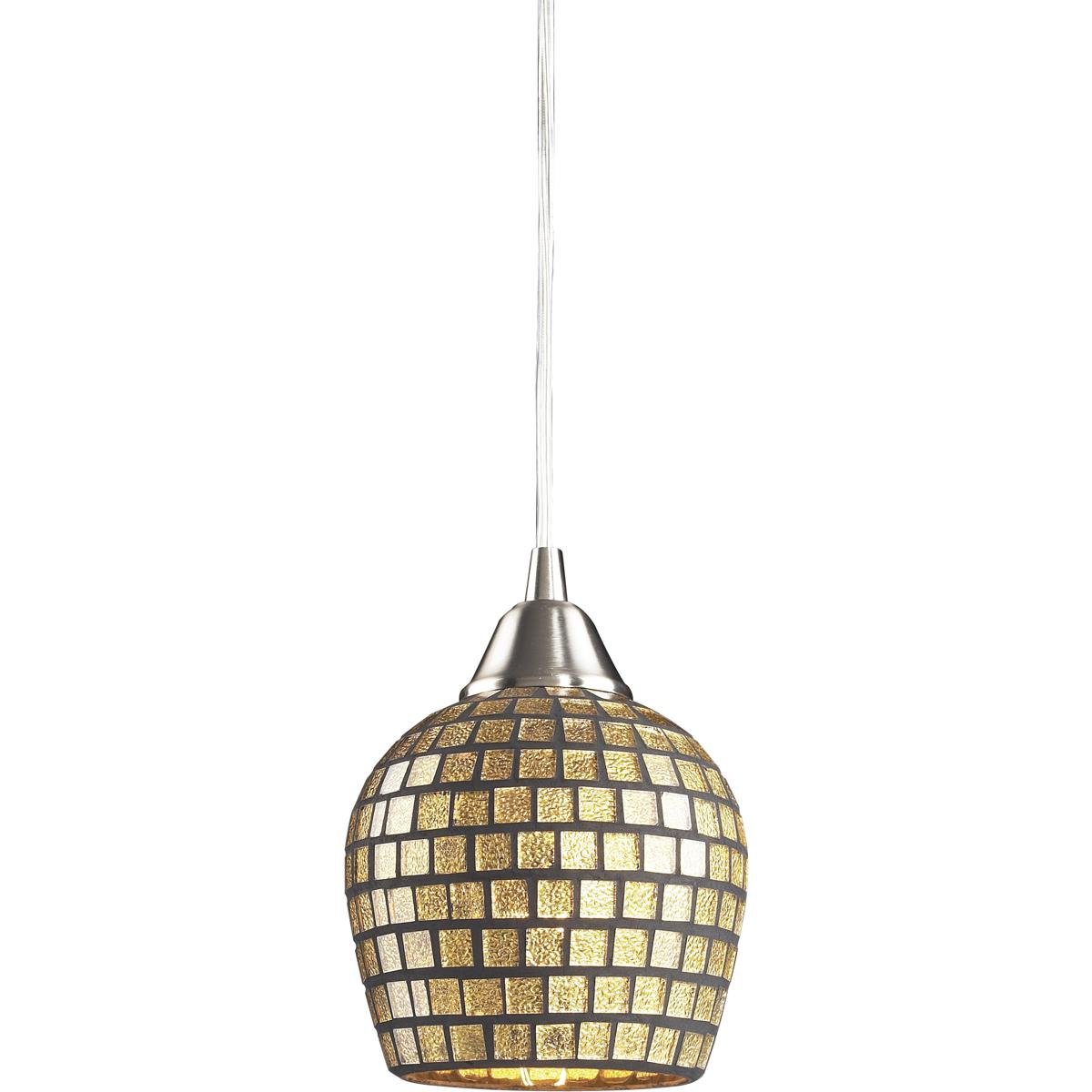 Atlas Lighting & Home CL11591-GD Fusion 1 Light 5 inch Satin Nickel Mini Pendant Ceiling Light in Gold Leaf Mosaic Glass