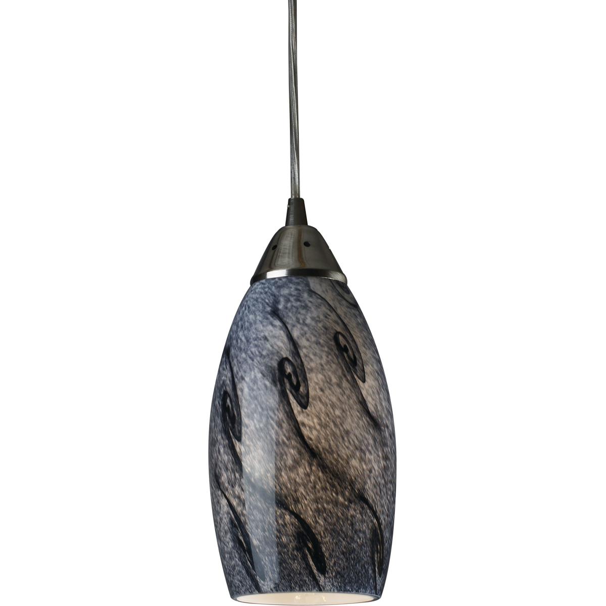 Atlas Lighting & Home CL11594-GY Galaxy 1 Light 5 inch Satin Nickel Mini Pendant Ceiling Light in Smoke Glass