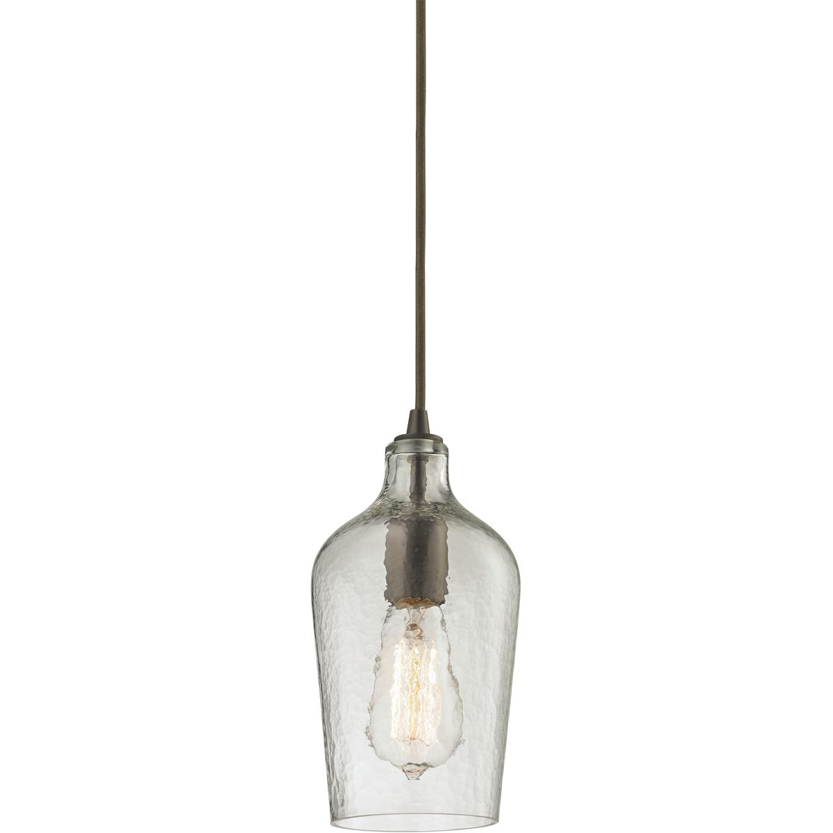 Atlas Lighting & Home CL11602-CL Hammered Glass 1 Light 5 inch Oil Rubbed Bronze Mini Pendant Ceiling Light in Clear Hammered Glass
