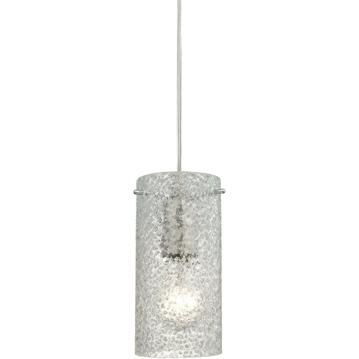 CL11611-CL 9.5 to 81.5 x 5 x 5 in. Ice Fragments Wide 1-Light Mini Pendant - Satin Nickel & Clear Glass