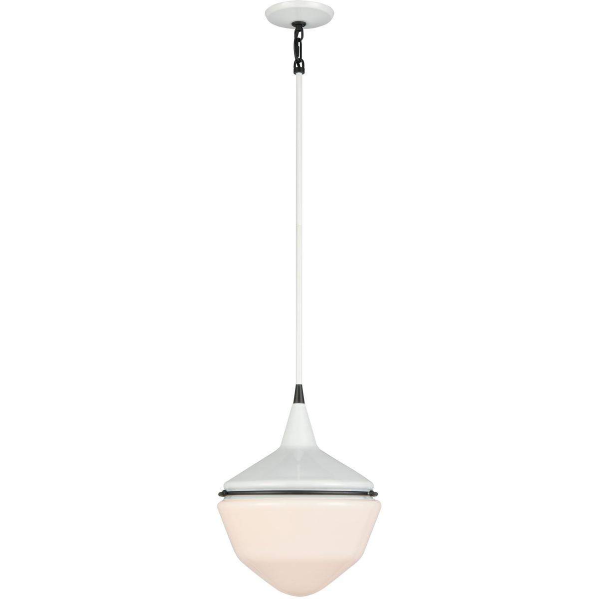 Atlas Lighting & Home CL11636-WH Mid-Century Schoolhouse 1 Light 12 inch Enamel White with Matte Black Mini Pendant Ceiling Light