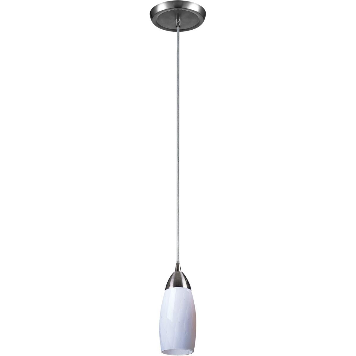 Atlas Lighting & Home CL11637-WH1 Milan 1 Light 3 inch Satin Nickel Mini Pendant Ceiling Light in Simple White Glass