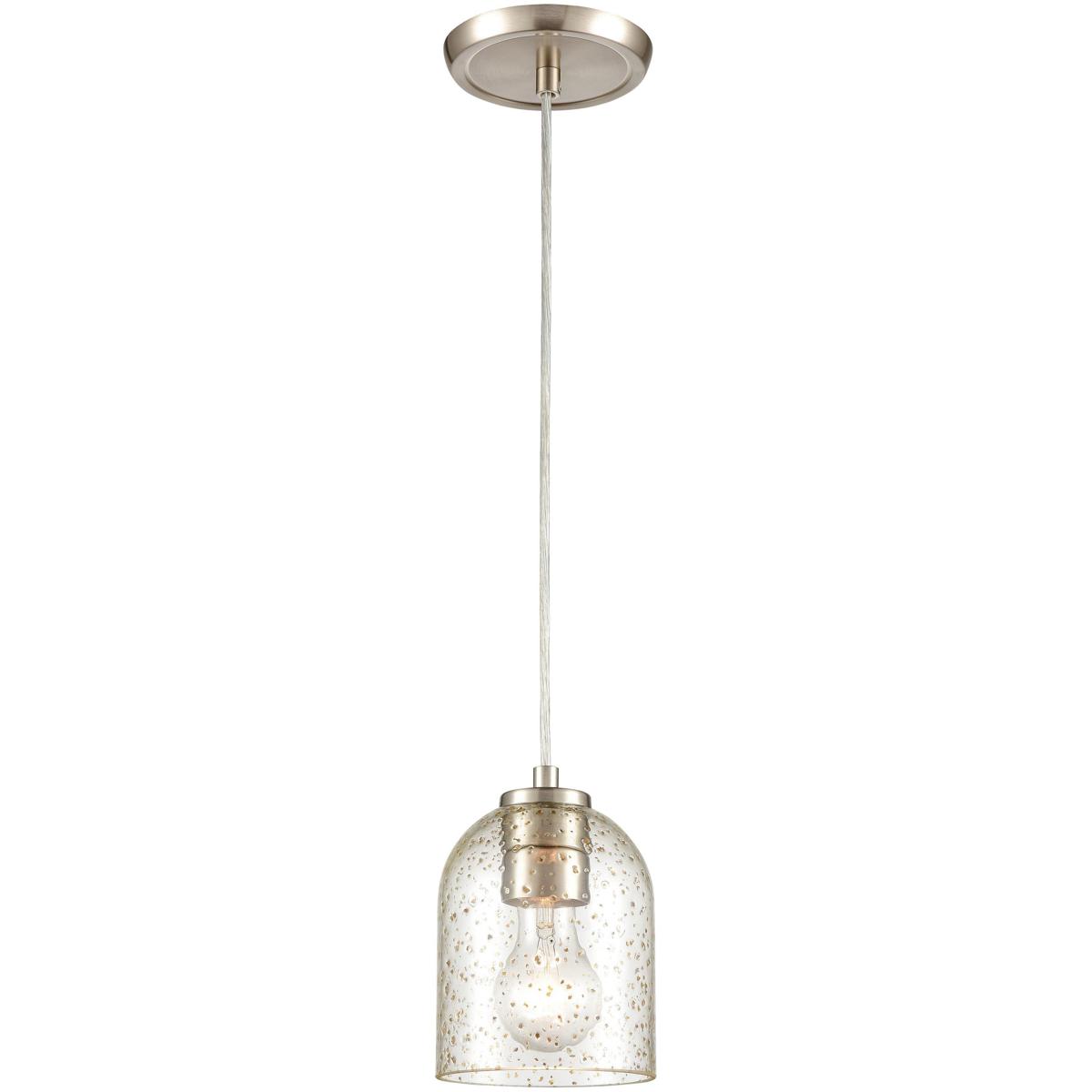 Atlas Lighting & Home CL11680-CL Sprinkle 1 Light 5 inch Satin Nickel Mini Pendant Ceiling Light in Speckled Clear Glass