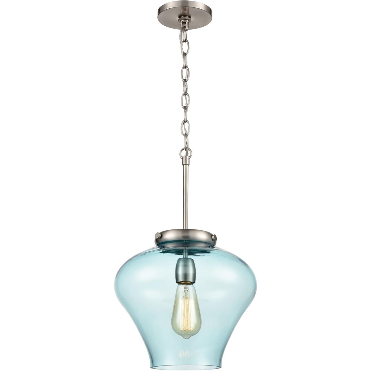 Atlas Lighting & Home CL11727-NK Amore 1 Light 12 inch Light Blue with Satin Nickel Pendant Ceiling Light