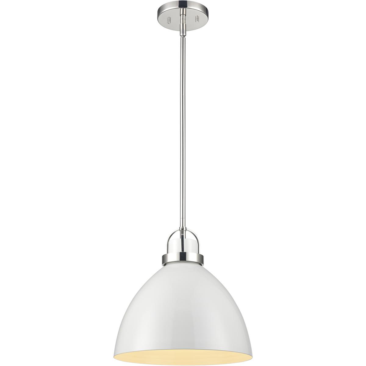 Atlas Lighting & Home CL11828-WH1 Somerville 1 Light 12 inch Gloss White with Polished Nickel Pendant Ceiling Light
