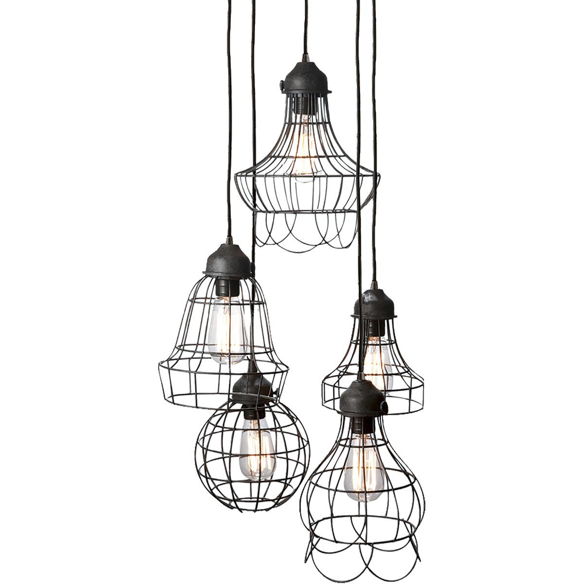 Atlas Lighting & Home CL11849-BK Wire 5 Light 15 inch Black Pendant Ceiling Light