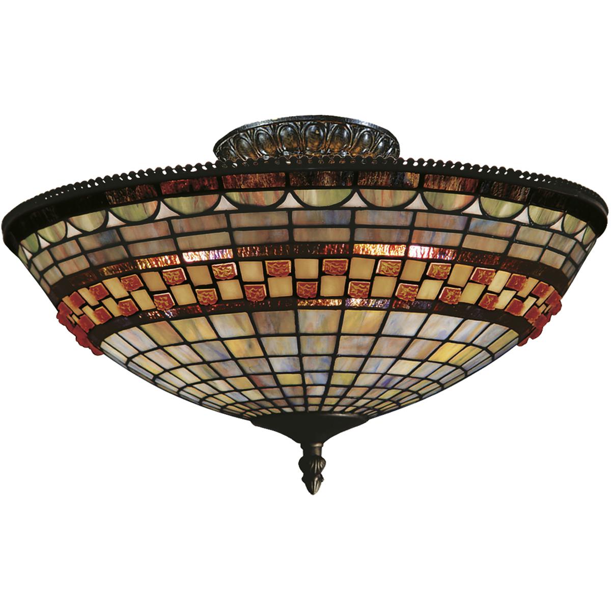Atlas Lighting & Home CL11894-BZ Jewelstone 3 Light 16 inch Classic Bronze with Multicolor Semi Flush Mount Ceiling Light