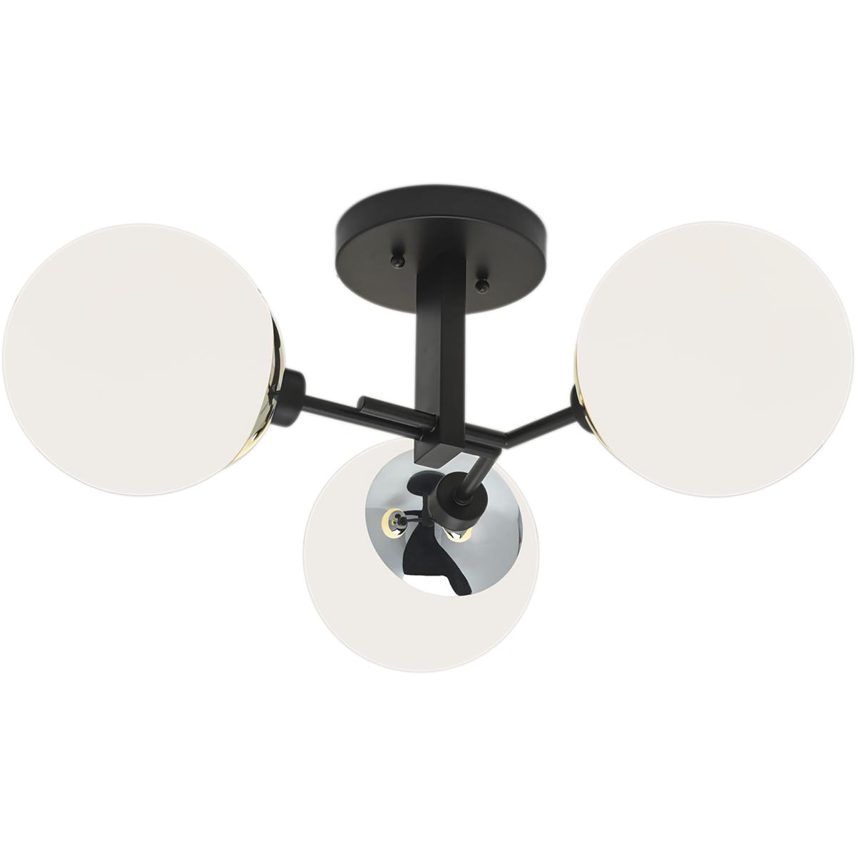 Atlas Lighting & Home CL11920-NK Triple Play 3 Light 24.38 inch Polished Nickel with Matte Black Semi Flush Mount Ceiling Light