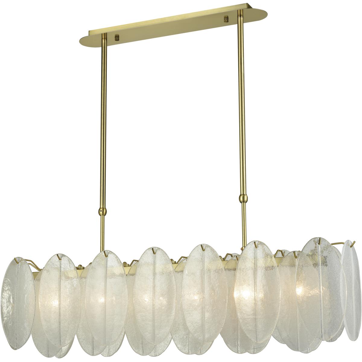 Atlas Lighting & Home CL12004-BS Hush 6 Light 47 inch Aged Brass with White Linear Chandelier Ceiling Light