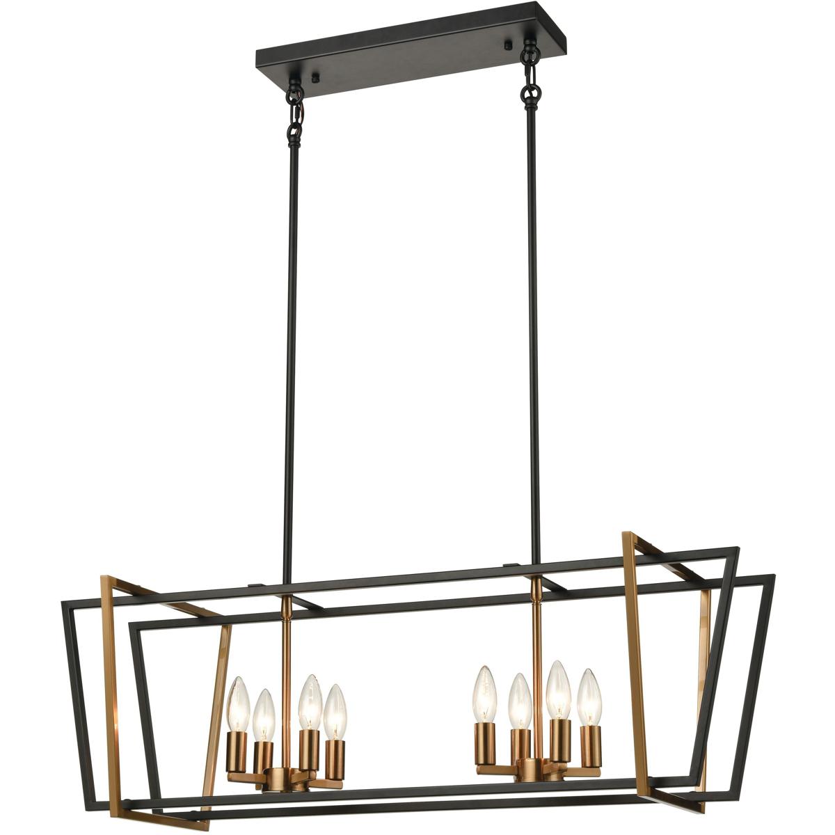 Atlas Lighting & Home CL12090-BK Bridgette 8 Light 36 inch Matte Black Linear Chandelier Ceiling Light