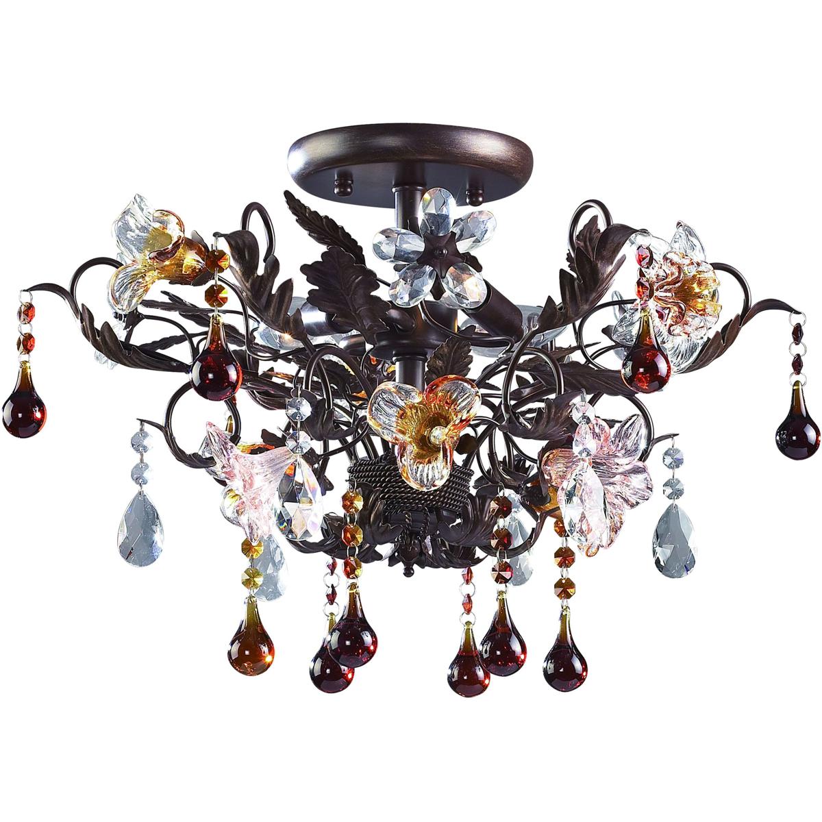 Atlas Lighting & Home CL12173-BZ Cristallo Fiore 3 Light 19 inch Deep Rust Semi Flush Mount Ceiling Light