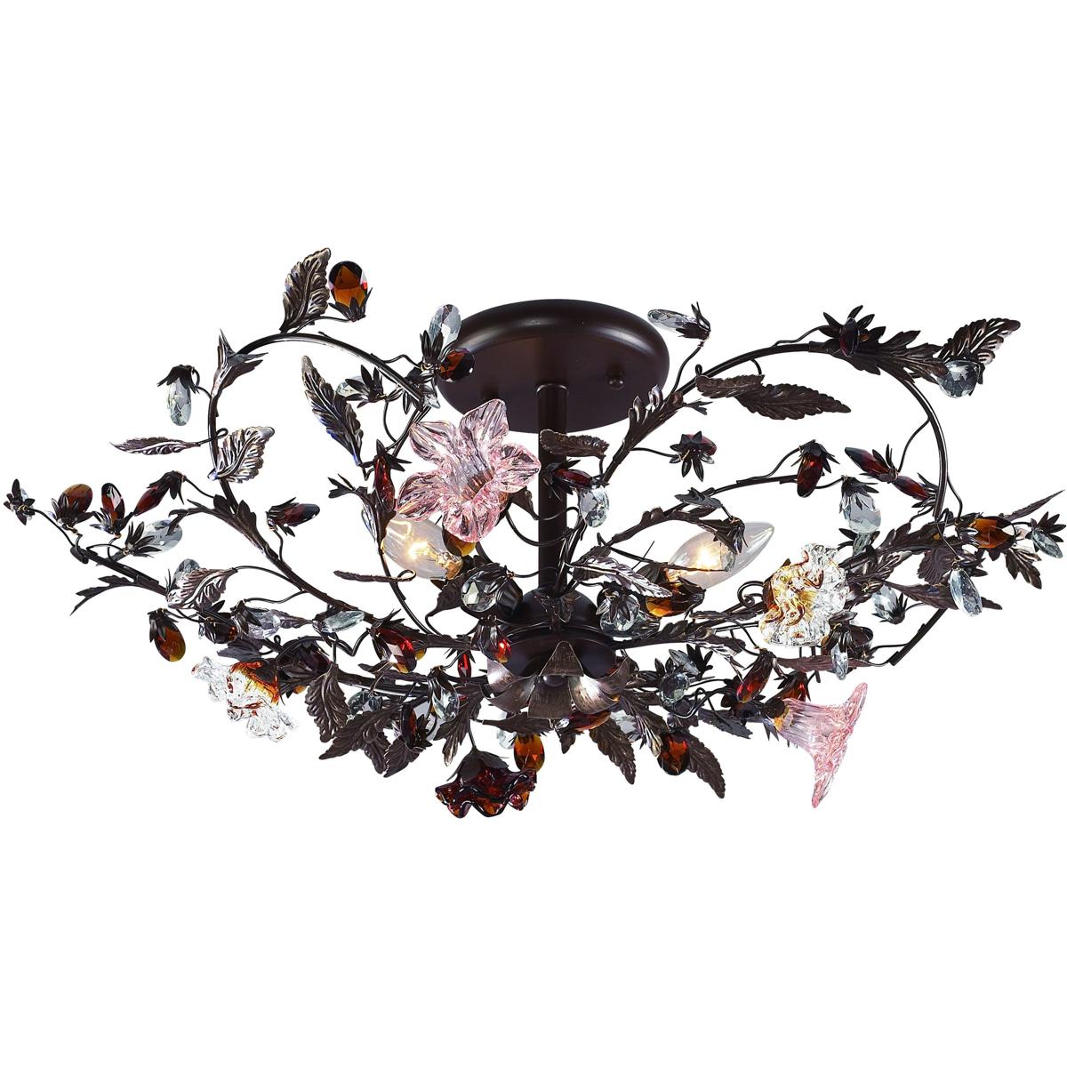 Atlas Lighting & Home CL12174-BZ Cristallo Fiore 3 Light 27 inch Deep Rust Semi Flush Mount Ceiling Light