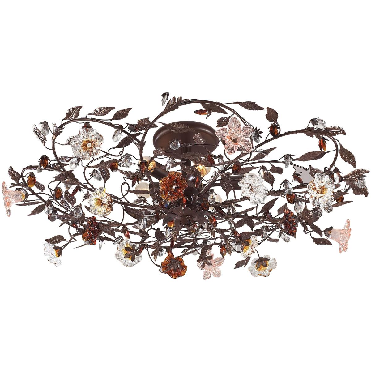 Atlas Lighting & Home CL12175-BZ Cristallo Fiore 6 Light 38 inch Deep Rust Flush Mount Ceiling Light