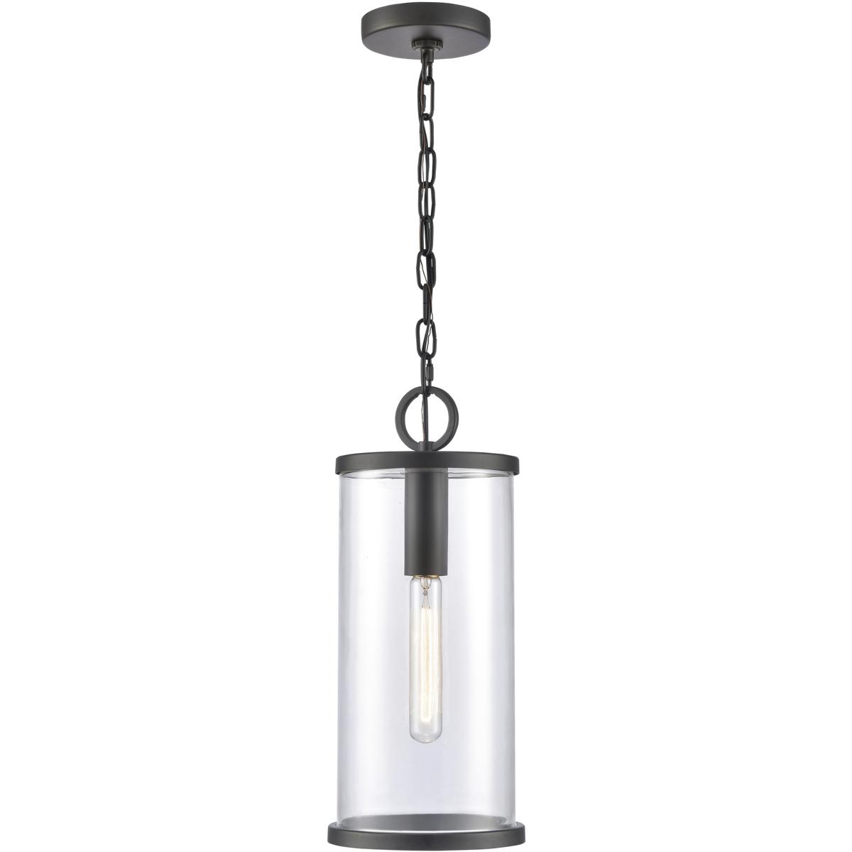 OL11032-BK 17.25 x 7.25 x 7.25 in. Hopkins Wide 1-Light Outdoor Pendant - Charcoal Black