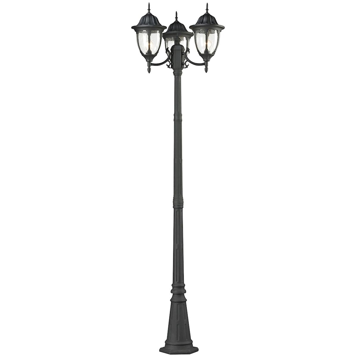 Atlas Lighting & Home OL11250-BK Central Square 3 Light 91 inch Textured Matte Black Outdoor Post Light