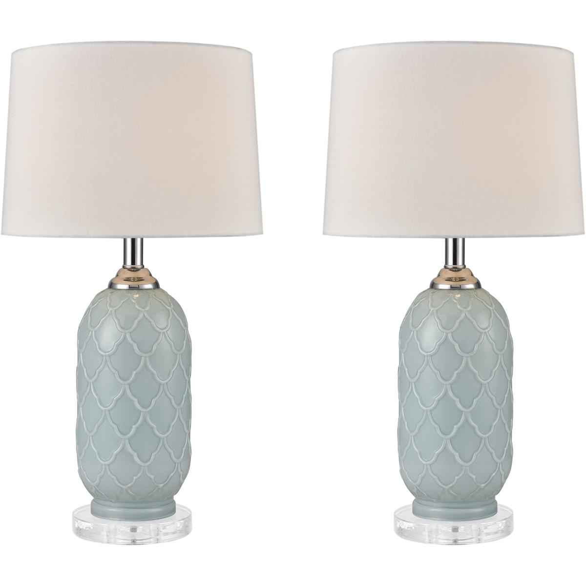 Atlas Lighting & Home PL11076-BLS La Joliette 24 inch 100 watt Pale Blue with Clear Table Lamp Portable Light, Set of 2