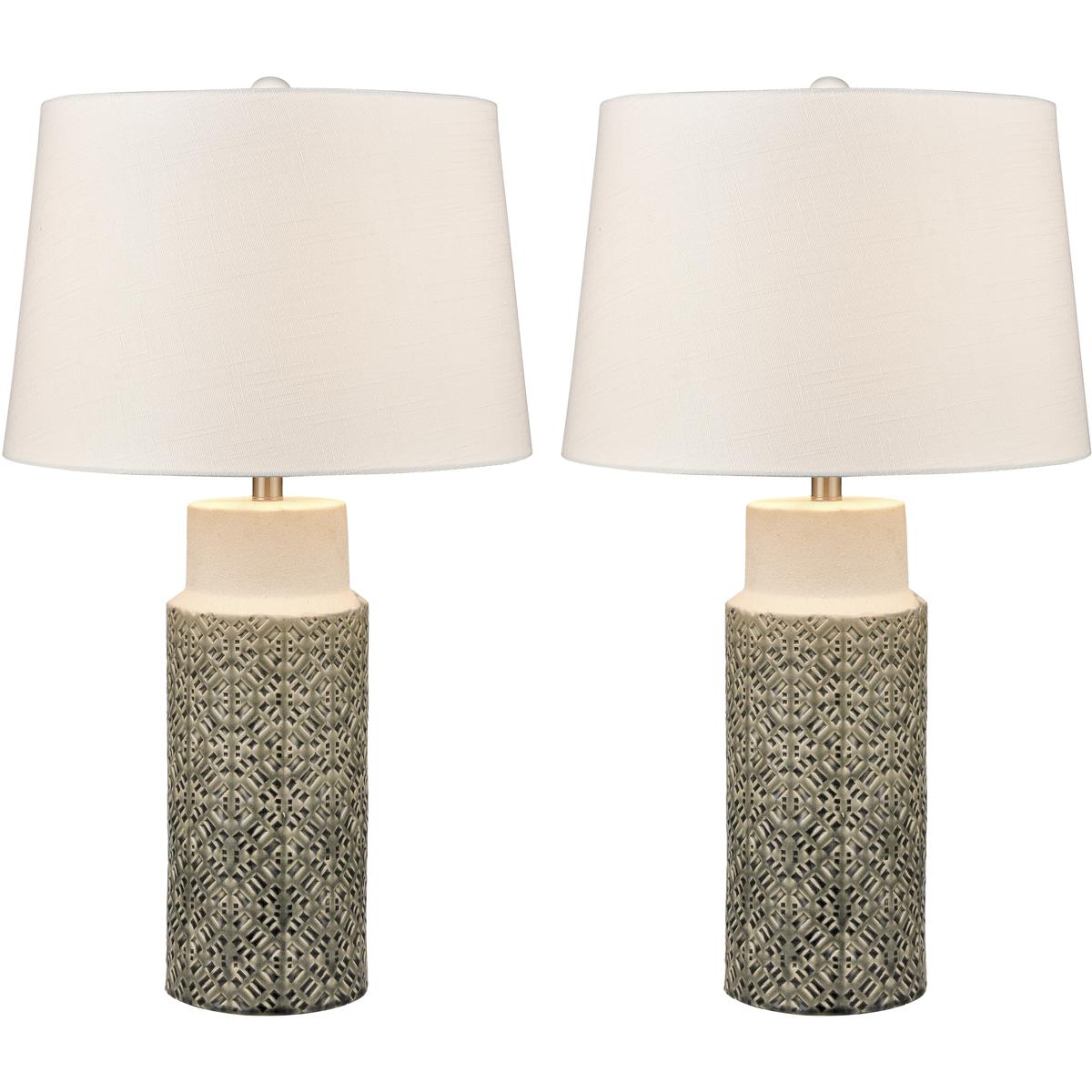 Atlas Lighting & Home PL11111-GYS Tula 30 inch 150 watt Gray Glazed with Off White Table Lamp Portable Light, Set of 2