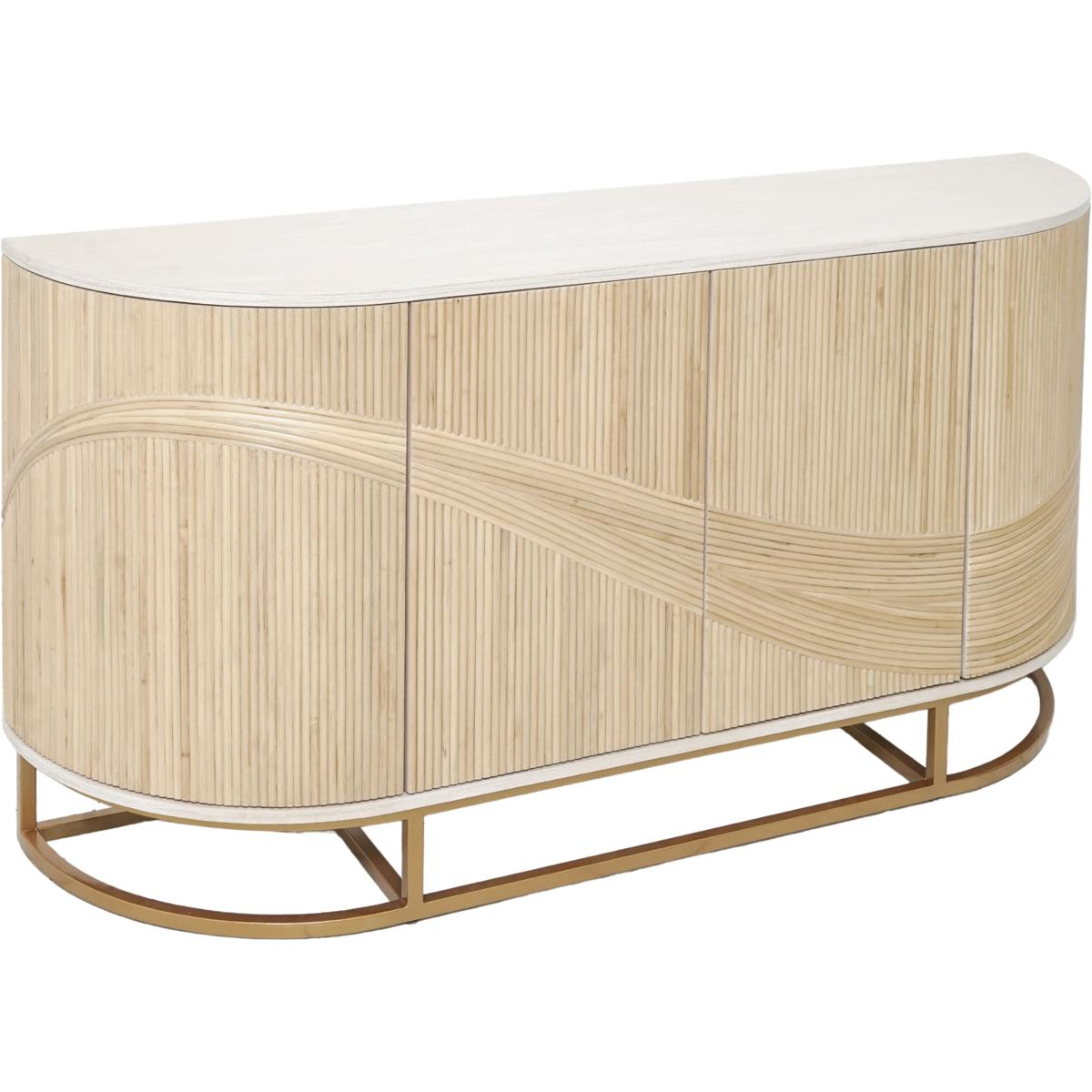 Sconset Fluted Credenza, Natural and Brass
