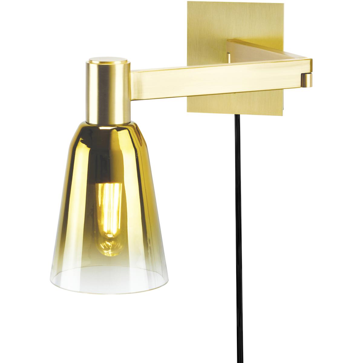 WL11004-BS 10.125 x 4.75 to 17.75 x 4.75 to 20 in. Audrey High 1-Light Swingarm Sconce - Satin Brass