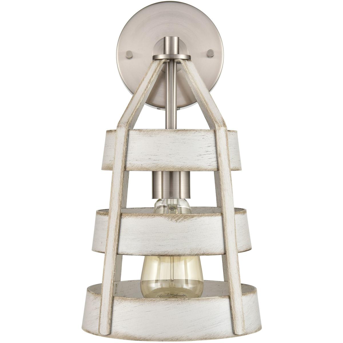 Atlas Lighting & Home WL11037-WH Brigantine Sconce Wall Light in Weathered White with Satin Nickel