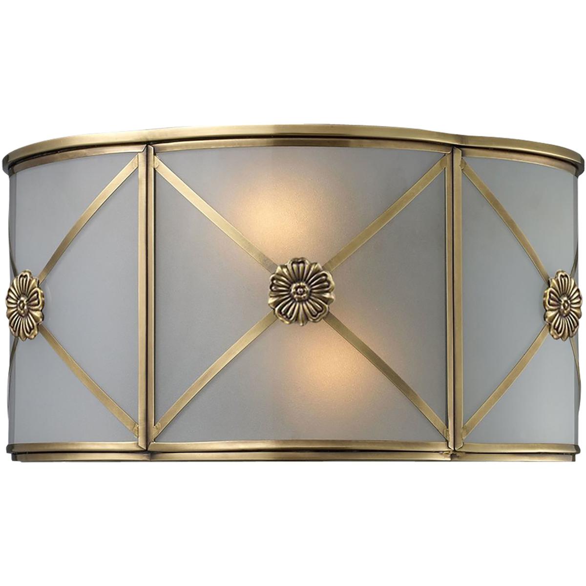WL11128-BS 6.5 x 12 x 7 in. Preston High 2-Light Sconce - Brushed Brass