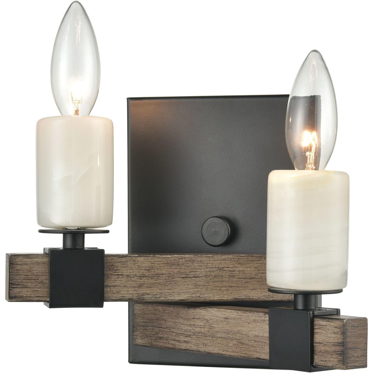 WL11150-BK 7 x 9 x 5 in. Stone Manor High 2-Light Sconce - Matte Black