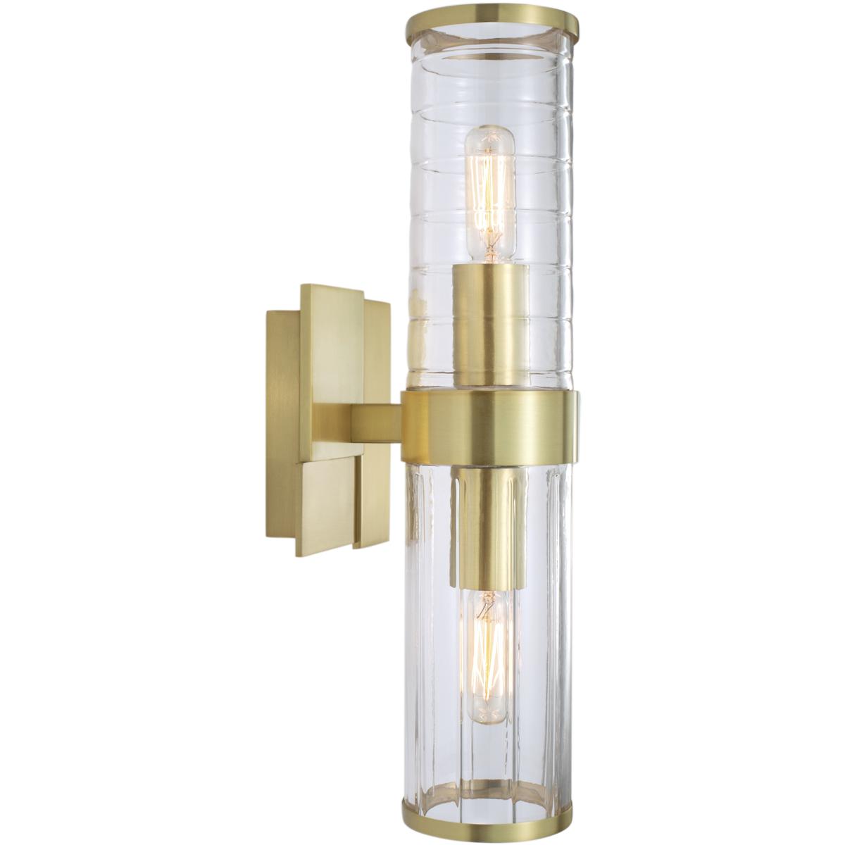 WL11151-BS 15.25 x 5.25 x 5.375 in. Stripe High 2-Light Sconce - Satin Brass