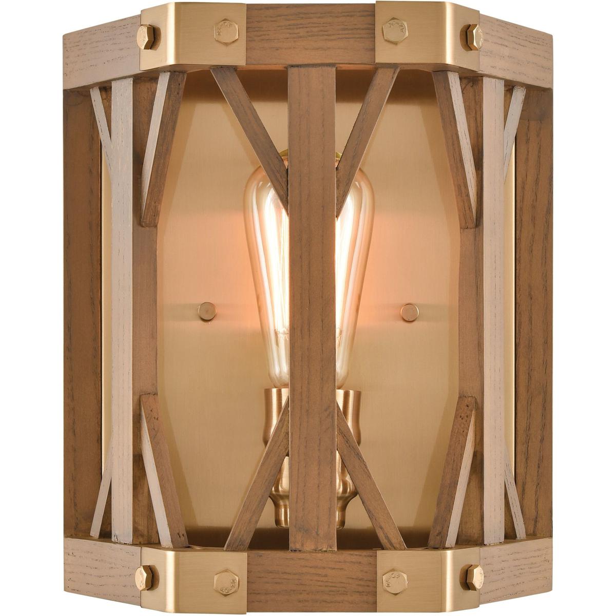 WL11152-BS 10 x 9 x 5 in. Structure High 1-Light Sconce - Medium Oak