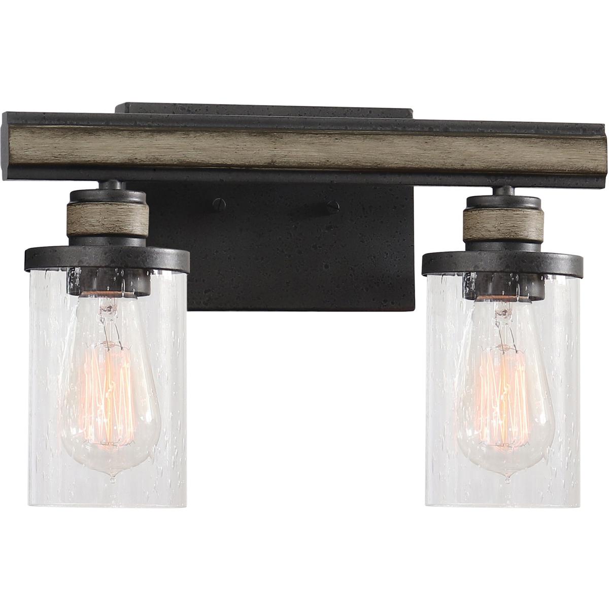 WL11200-BK 9 x 14 x 6 in. Beaufort Wide 2-Light Vanity Light - Anvil Iron
