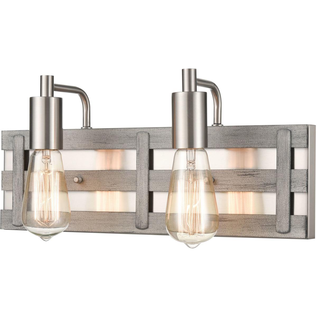 WL11222-NK 7 x 16 x 4.5 in. Brigantine Wide 2-Light Vanity Light - Weathered Driftwood
