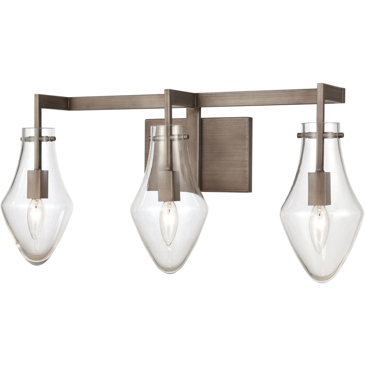 WL11269-GY 12 x 26 x 7 in. Culmination Wide 3-Light Vanity Light - Weathered Zinc