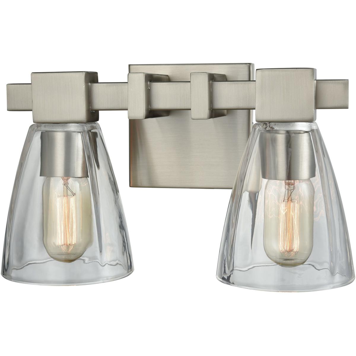WL11298-NK 8 x 12 x 7 in. Ensley Wide 2-Light Vanity Light - Satin Nickel